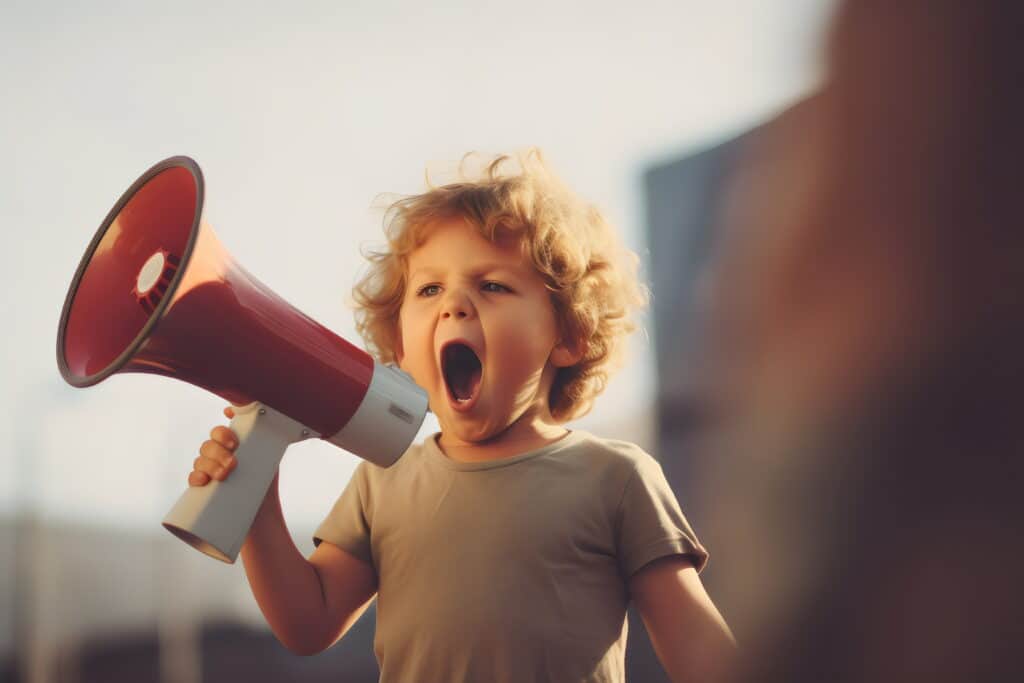 kid with megaphone yelling - funny